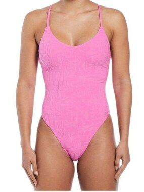 Nike Swim Pink Retro Flow T-Back One-Piece NESSE244-652 Women's M NEW with Tags